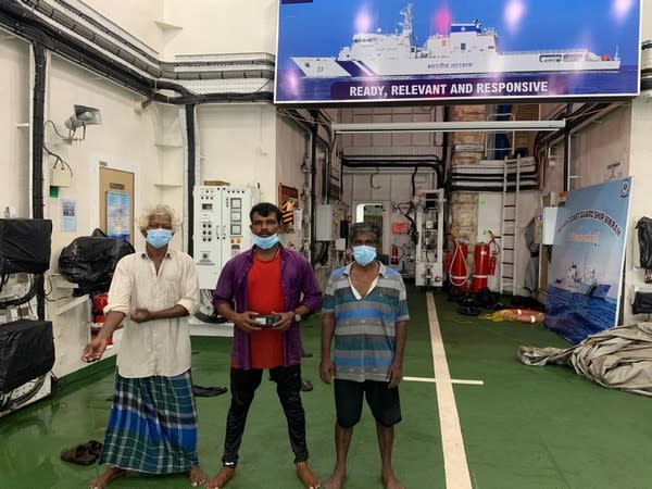 The three rescued fishermen. (Image Source: PIB)