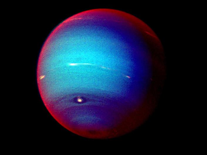 Neptune seen in false color by Voyager