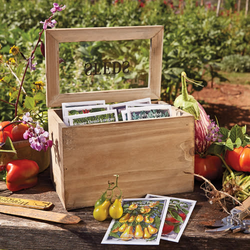 Seed Packet Box with Heirloom Vegetable Seeds