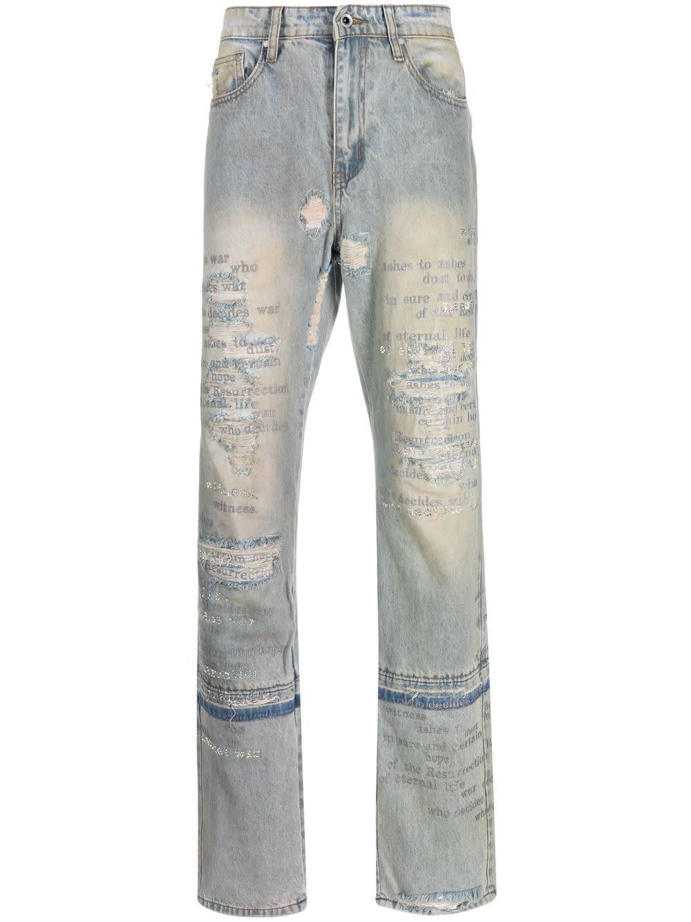 <p><a href="https://go.redirectingat.com?id=74968X1596630&url=https%3A%2F%2Fwww.farfetch.com%2Fshopping%2Fmen%2Fwho-decides-war-distressed-straight-leg-jeans-item-19379577.aspx&sref=https%3A%2F%2Fwww.harpersbazaar.com%2Ffashion%2Ffashion-week%2Fg2933%2Fnew-designers-to-know-0913%2F" rel="nofollow noopener" target="_blank" data-ylk="slk:Shop Now;elm:context_link;itc:0;sec:content-canvas" class="link rapid-noclick-resp">Shop Now</a></p><p>Distressed Straight-Leg Jeans</p><p>farfetch.com</p><p>$738.00</p>