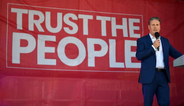 Then-Shadow Brexit Secretary Keir Starmer speaks during a rally organised by 