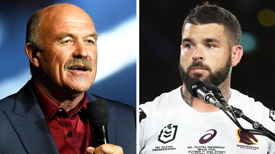 Wally Lewis in commentary and Adam Reynolds talks to the fans.