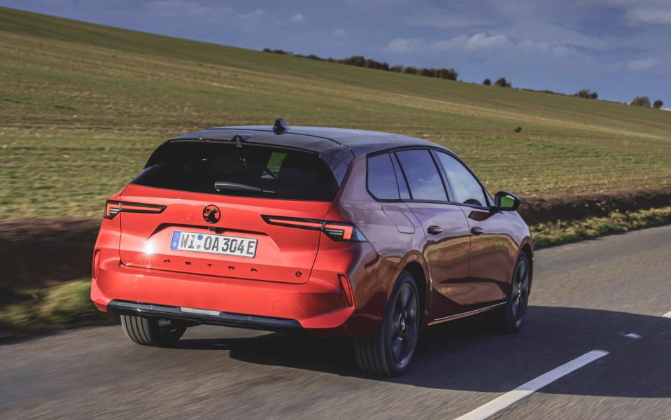 Vauxhall Astra Sports Tourer seen from behind on the road