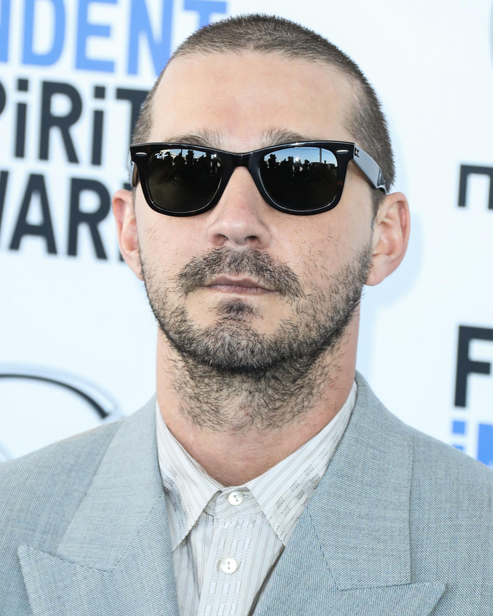 SANTA MONICA, LOS ANGELES, CALIFORNIA, USA - FEBRUARY 08: Actor Shia LaBeouf wearing Gucci with Ray-Ban sunglasses arrives at the 2020 Film Independent Spirit Awards held at the Santa Monica Beach on February 8, 2020 in Santa Monica, Los Angeles, California, United States. (Photo by Xavier Collin/Image Press Agency/Sipa USA)