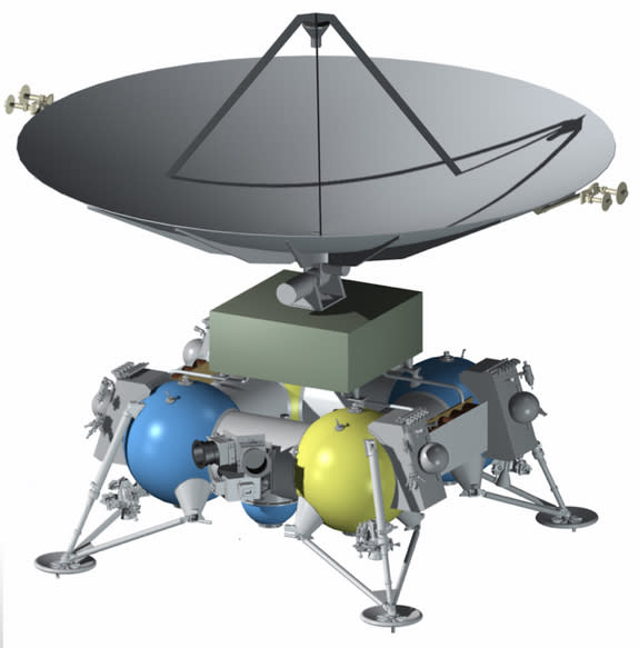 An illustration of Russia's planned Ganymede lander that could explore the Jupiter moon as part of the European Space Agency's Jupiter Icy Moons Explorer mission.