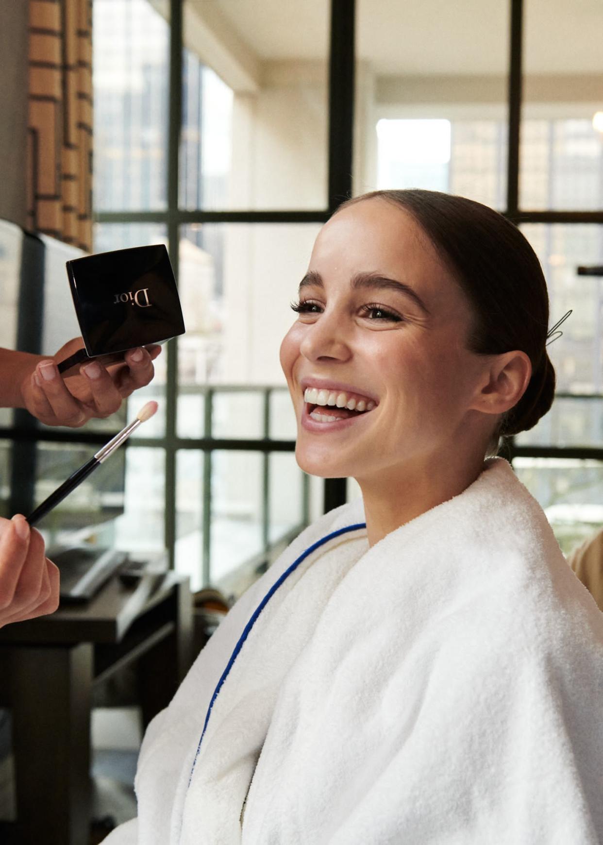 Alba Baptista gets ready for the “Mrs. Harris Goes to Paris” premiere. - Credit: Courtesy of Tommy Agriodimas