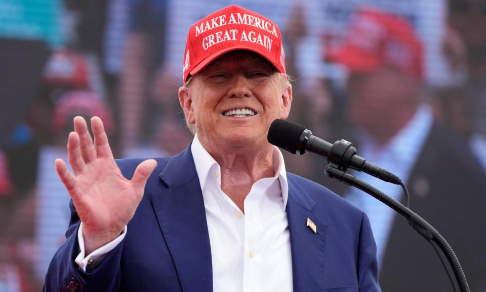 <span>Donald Trump speaks at a campaign rally in Las Vegas, Nevada, on Sunday.</span><span>Photograph: John Locher/AP</span>