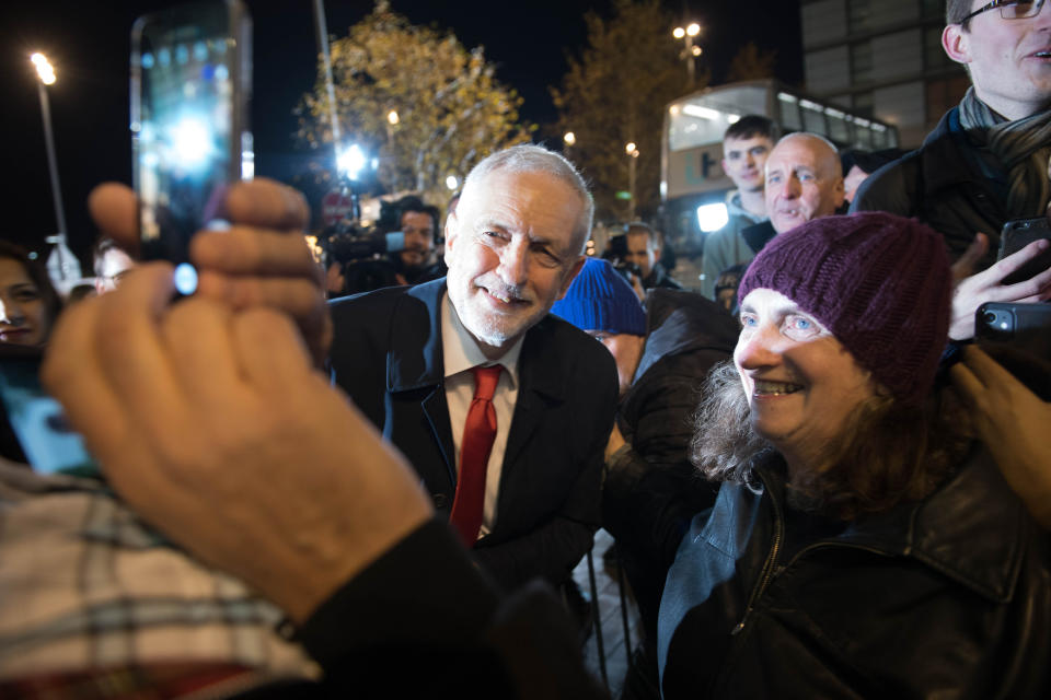 Labour Party leader Jeremy Corbyn arrives for a head-to-head General Election debate with Prime Minister Boris Johnson, at dock10 in MediaCity UK in Manchester, ahead of the General Election.