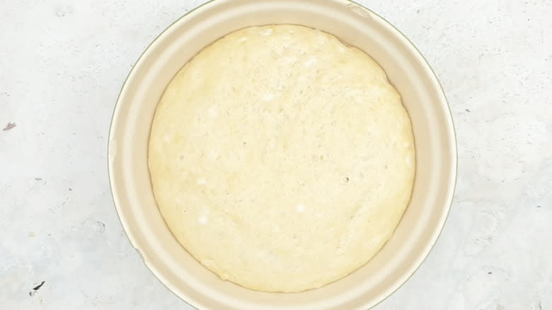 Risen dough in bowl