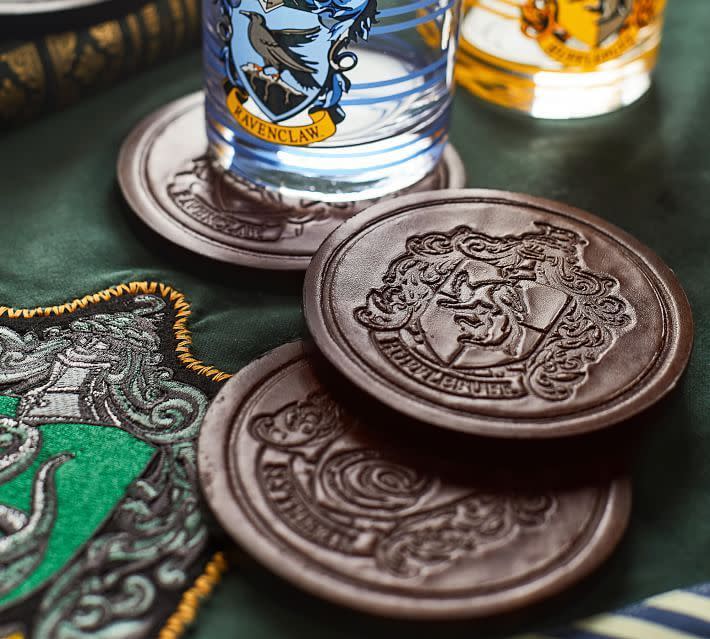 House Crest Leather Coasters