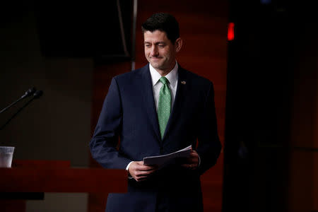 Speaker of the House Paul Ryan (R-WI) arrives for his weekly press conference on Capitol Hill in Washington, U.S., November 30, 2017. REUTERS/Joshua Roberts