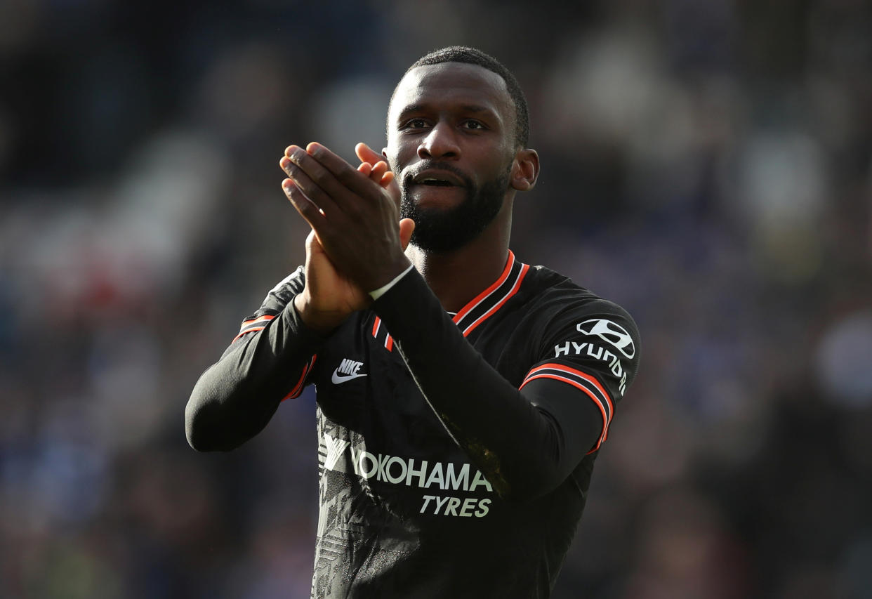 Chelsea's Antonio Rudiger scored twice Saturday in a 2-2 draw at Leicester City. (Reuters/Chris Radburn)