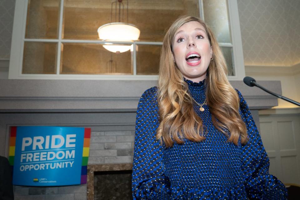 Carrie Johnson speaking at the annual LGBT+ pride reception (Stefan Rousseau/PA) (PA Wire)