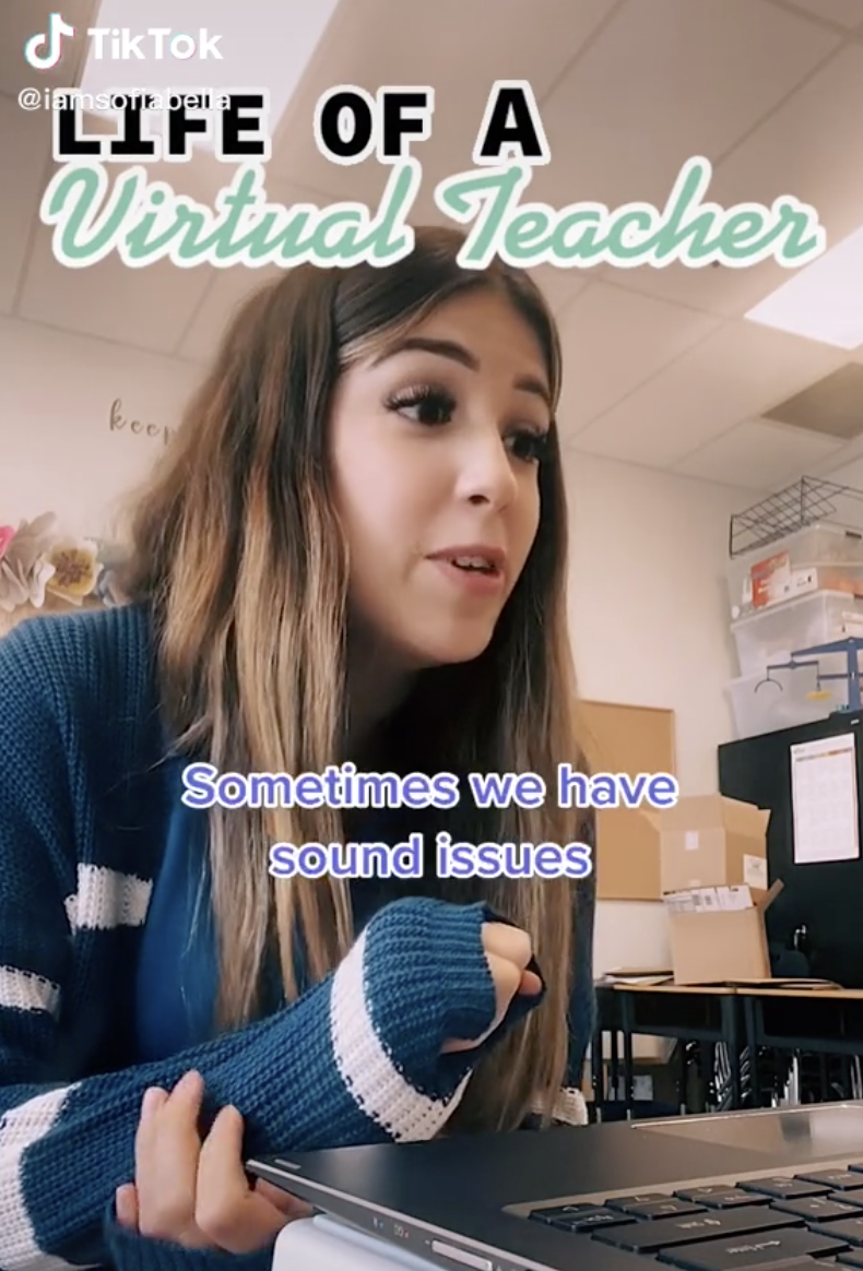 Sofia Bella shares a snippet of her life as a virtual teacher to kindergarteners. (Photo: TikTok)