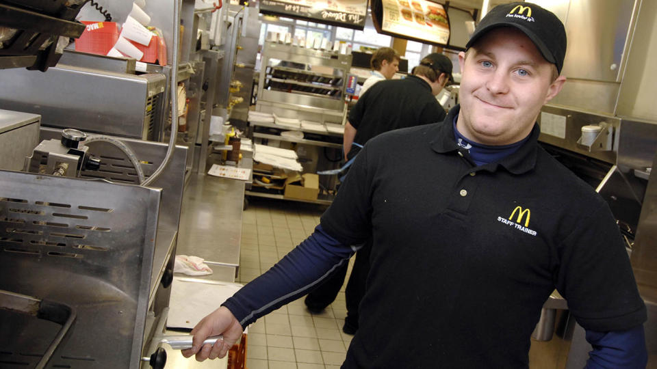 Lottery millionaire Luke Pittard has returned to work at Macdonald’s in Cardiff. Source: Australscope