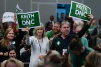 People cheer for Democratic National Chair candidate, Keith Ellison, before he addresses the audience as the Democratic National Committee holds an election to choose their next chairperson at their winter meeting in Atlanta, Georgia. February 25, 2017. REUTERS/Chris Berry