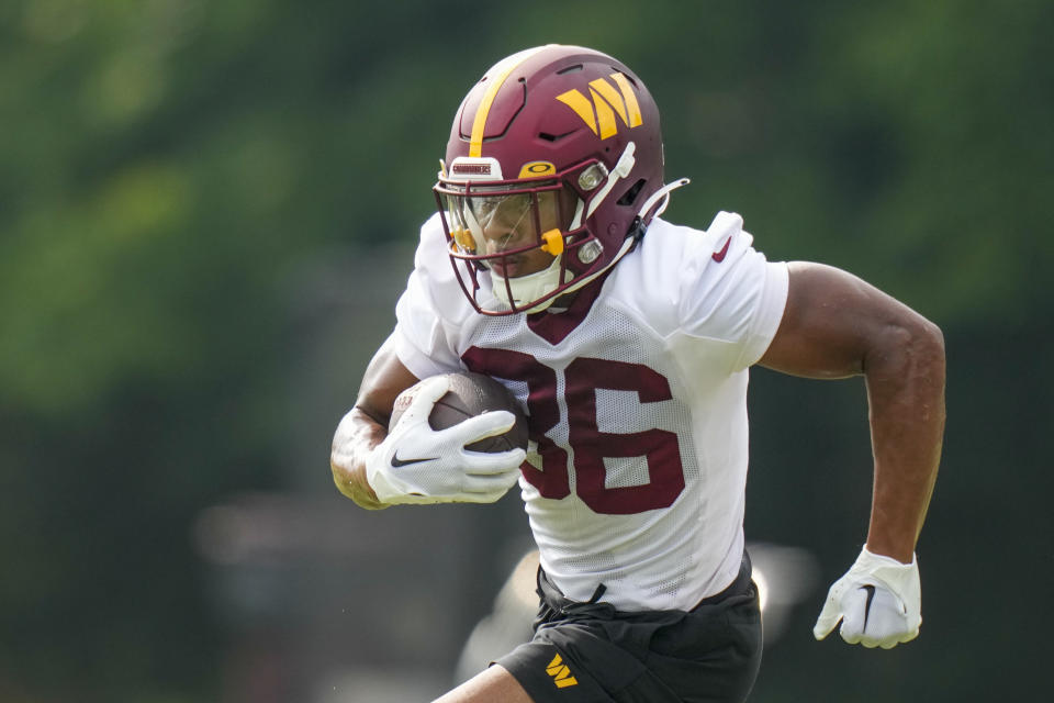 Washington Commanders wide receiver Mitchell Tinsley (86). (AP Photo/Alex Brandon)