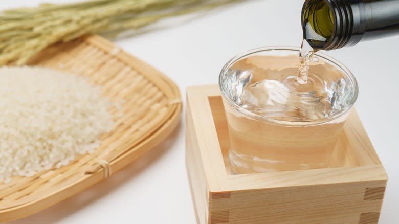 Sake being poured