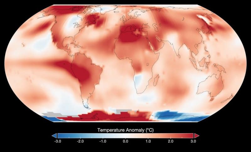Global temperature anomalies for July 2023 according to the GISTEMP analysis by scientists at NASA’s Goddard Institute for Space Studies. According to NASA, July was on average 0.43 degrees Fahrenheit warmer than any other July on record. Image courtesy of NASA's Goddard Institute for Space Studies