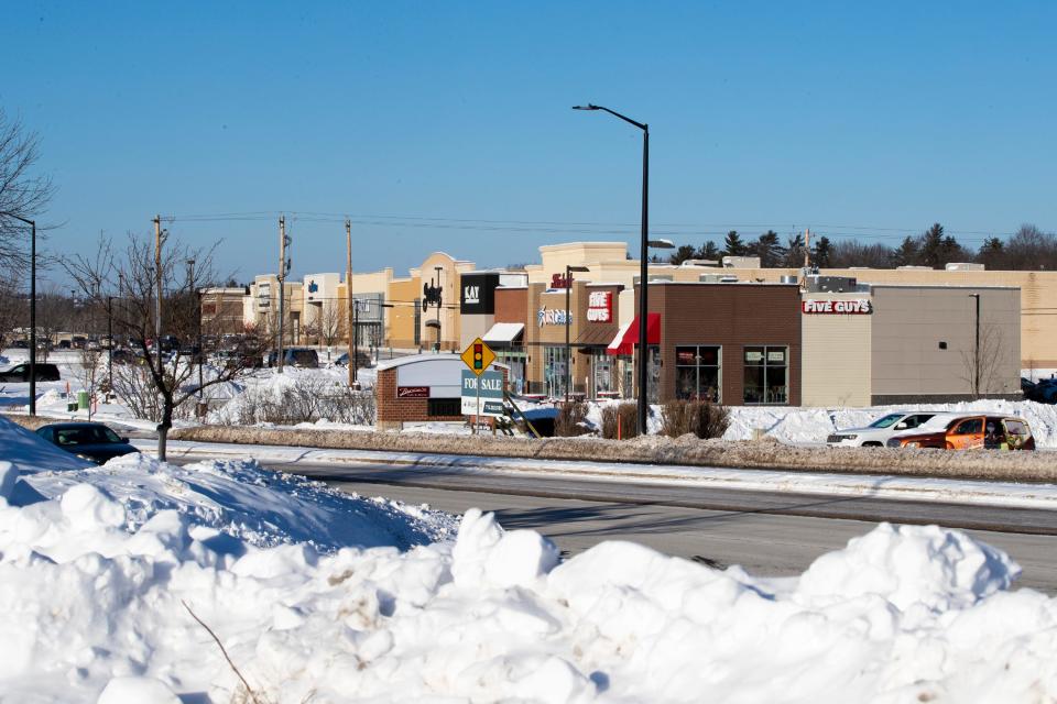 Businesses line Rib Mountain Drive in Rib Mountain on Feb. 9.