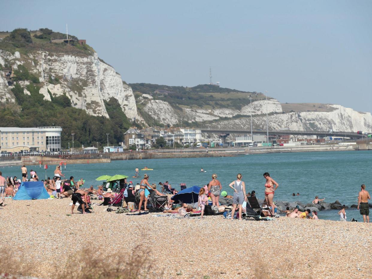 Beachgoers enjoy the hot weather in Dover, Kent, on 9 August, 2020: Yui Mok/PA