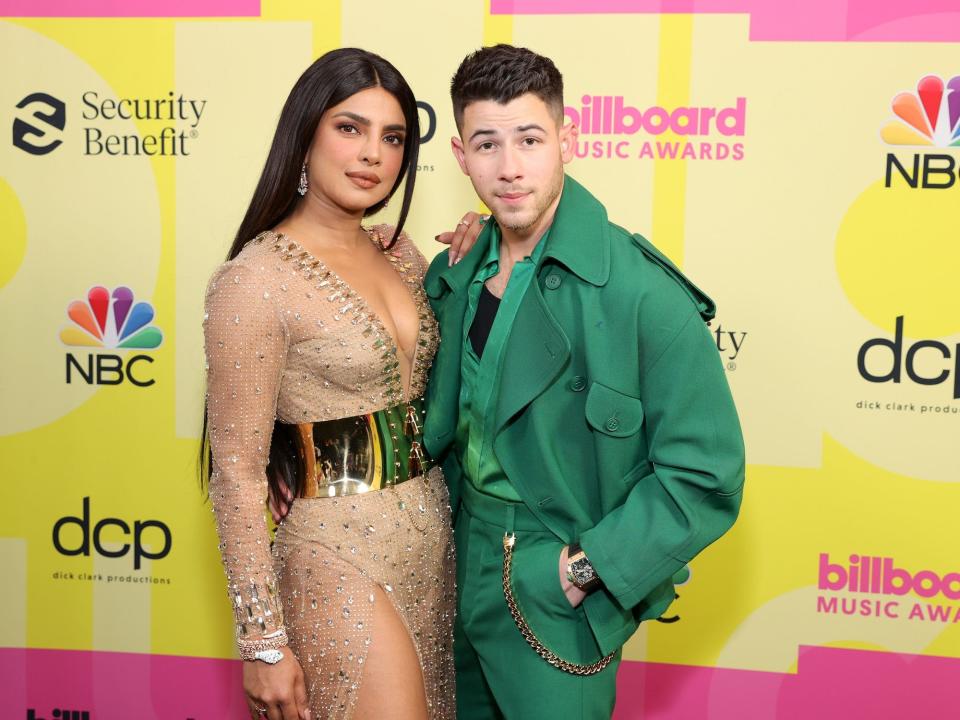 Priyanka Chopra Jonas and Nick Jonas at the 2021 Billboard Music Awards.