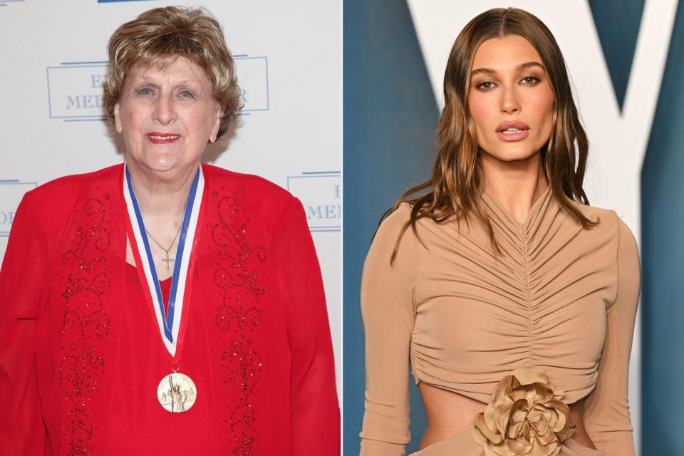 NEW YORK, NY - MAY 12: Carol Baldwin attends the 2012 Ellis Island Medals of Honor at Ritz Carlton Battery Park on May 12, 2012 in New York City. (Photo by Taylor Hill/Getty Images); BEVERLY HILLS, CALIFORNIA - MARCH 27: Hailey Bieber attends the 2022 Vanity Fair Oscar Party hosted by Radhika Jones at Wallis Annenberg Center for the Performing Arts on March 27, 2022 in Beverly Hills, California. (Photo by Karwai Tang/Getty Images)