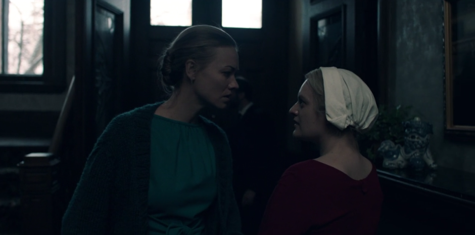 Offred departs the Waterford house, ‘The Handmaid’s Tale’