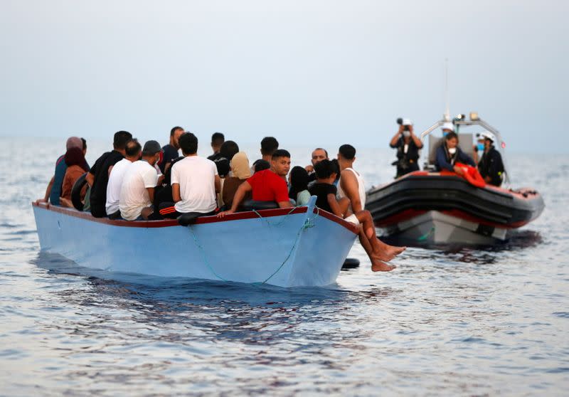 German NGO migrant rescue ship Sea-Watch 3 rescues migrants in Mediterranean Sea