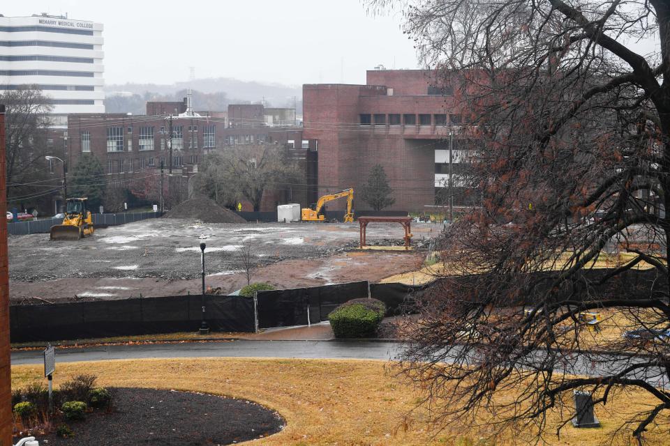 Construction of one of the student housing buildings at Fisk University in Nashville, Tenn., Tuesday, Dec. 6, 2022. 