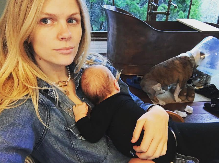 Brooklyn Decker announced she and husband Andy Roddick have welcomed their second child, a daughter, with a sweet photo. Decker shared the image of the newborn to Instagram on Jan. 3, 2018. "A newborn, a toddler, a dog in a cone, a dog with a tumor but I'm having a good hair day so it's fine we're fine I'm fine," she captioned the photo. The couple has reportedly named her Stevie, according to People magazine. However her birth date was not revealed.