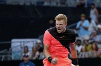 FILE PHOTO: Tennis - Australian Open - Hisense Arena, Melbourne, Australia, January 21, 2018. Kyle Edmund of Britain celebrates winning his match against Andreas Seppi of Italy. REUTERS/Issei Kato