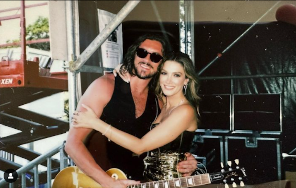 Delta Goodrem and her fiancé Matthew Copley 