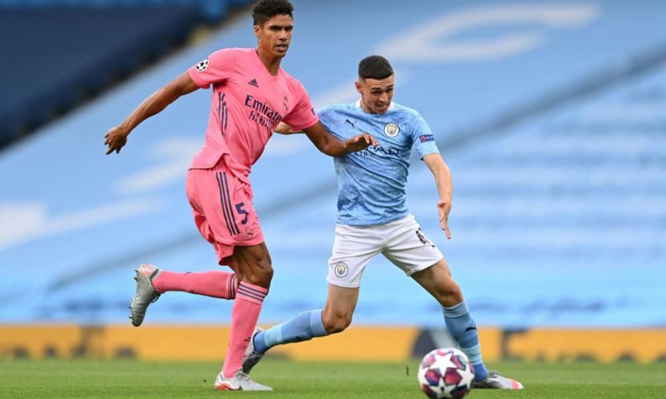 Phil Foden (right) has grown into a player capable of taking on Europe’s best defenders in the Champions League.