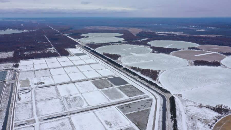 A drone image from Consumers Energy shows the Resource Recovery Center in Moorland Township, where a solar array may be built. (Courtesy)