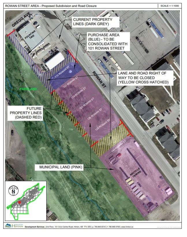 Hinton communications co-ordinator Alexa Wade says most of the right-of-ways closed to make way for the Fountain Tire project were undeveloped.