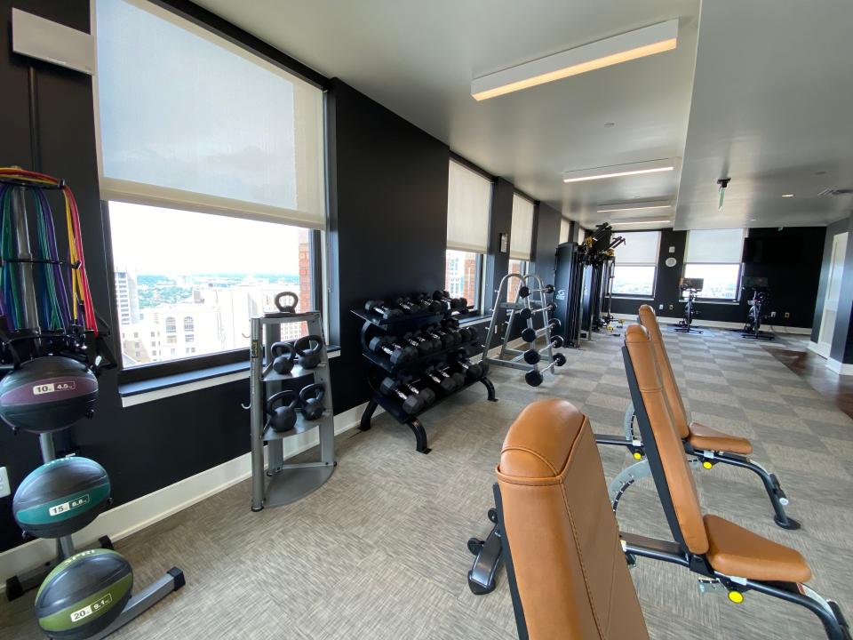 The fitness center in the David Scott Building.