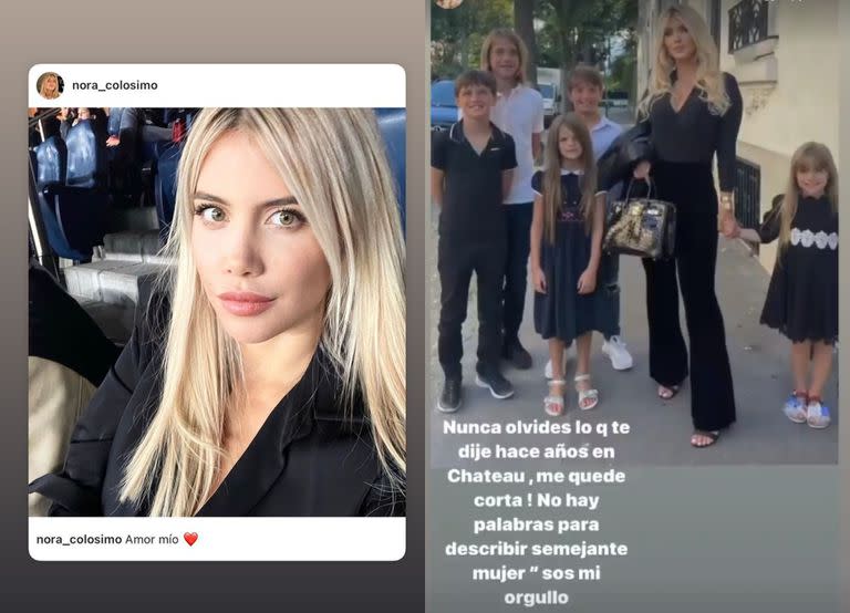 Wanda Nara reposteó los mensajes de apoyo que su mamá le hizo en Instagram frente a la fuerte crisis de pareja que está viviendo