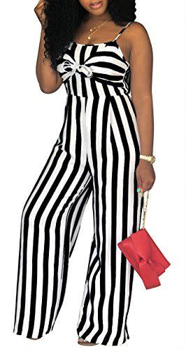 9) Spaghetti Strap Striped Jumpsuit