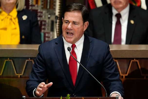 PHOTO: Arizona Republican Gov. Doug Ducey gives his state of the state address at the Arizona Capitol, Jan. 10, 2022, in Phoenix. (Ross D. Franklin/AP, FILE)
