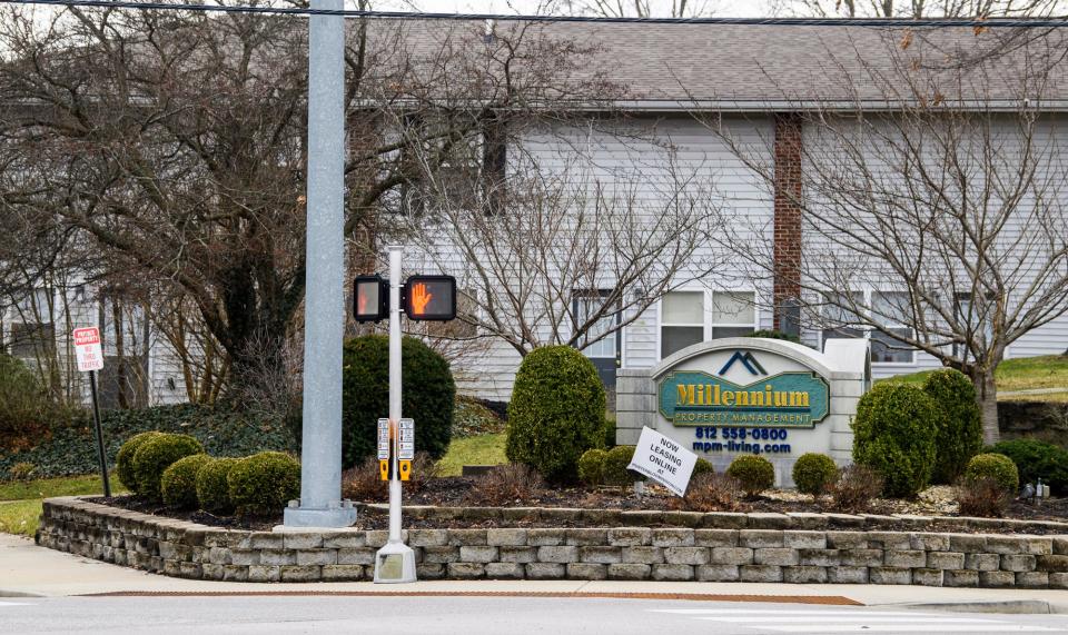 The Millennium Apartments complex at 1200 S. Rolling Ridge Way is seen at the intersection with West Bloomfield Road.