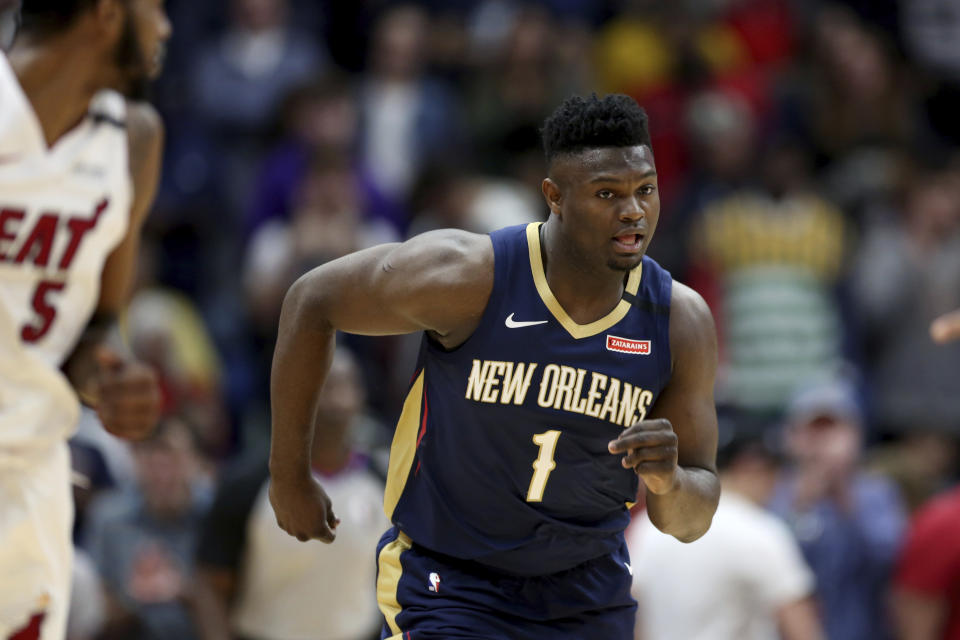 New Orleans Pelicans forward Zion Williamson teased an improved game thanks to work in the NBA's hiatus. (AP Photo/Rusty Costanza)