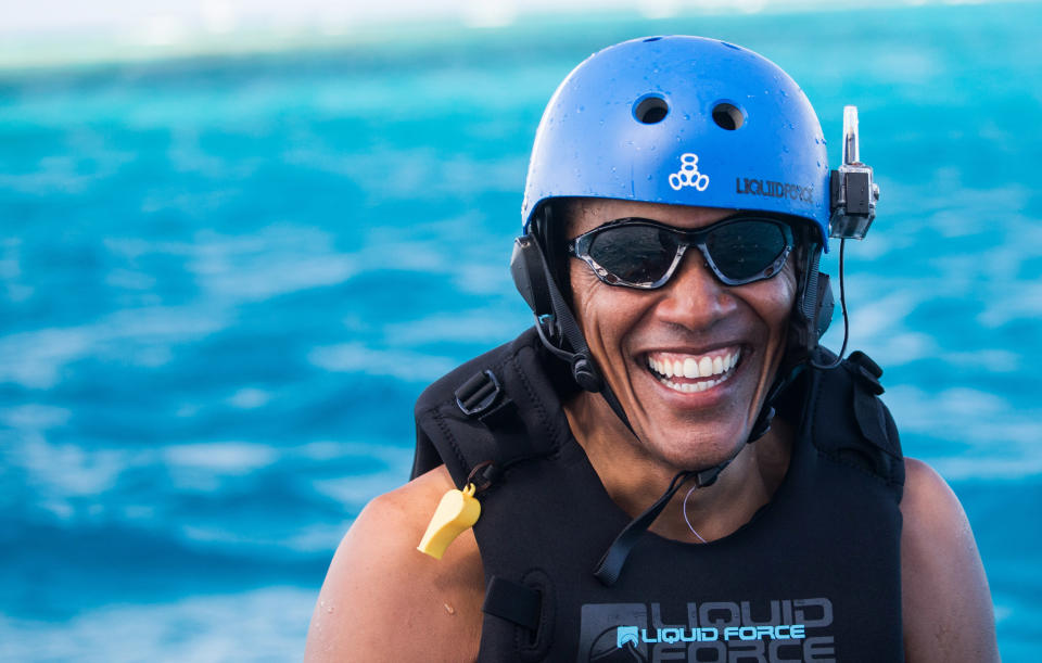 Obama takes a break from learning to kitesurf at Richard Branson's Necker Island retreat on February 1, 2017 in the British Virgin Islands.&nbsp; (Photo: Jack Brockway via Getty Images)