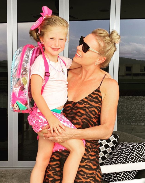 Sonia Kruger and daughter Maggie, 5, on her birthday