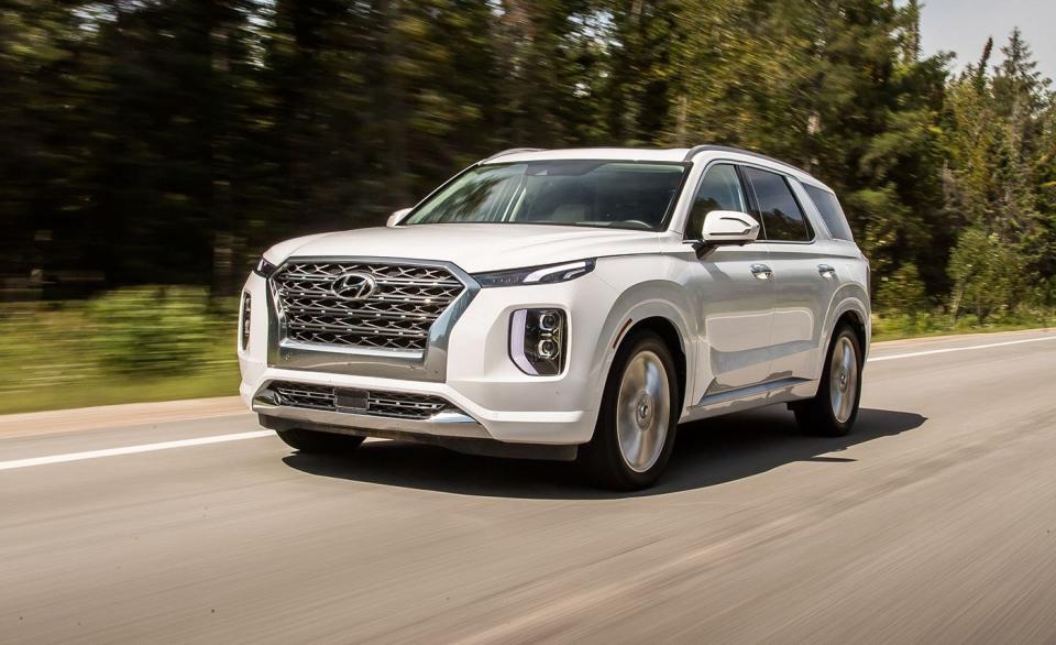 <p>If you're in the market for an eight-passenger three-row SUV that starts at under $34,000, the <a href="https://www.caranddriver.com/kia/telluride" rel="nofollow noopener" target="_blank" data-ylk="slk:Kia Telluride;elm:context_link;itc:0;sec:content-canvas" class="link ">Kia Telluride</a> is a good choice, but its cousin, the <a href="https://www.caranddriver.com/hyundai/palisade" rel="nofollow noopener" target="_blank" data-ylk="slk:Hyundai Palisade;elm:context_link;itc:0;sec:content-canvas" class="link ">Hyundai Palisade</a>, has higher safety ratings. The difference is in the headlights. The Palisade received a Good rating for its standard LED Projector high- and low-beam headlights, where the lower trim Telluride's halogen projectors were given a Poor rating. The nearly identical vehicles were given the same ratings in all six crash tests. Both received a five-star rating from NHTSA. The Palisade has important driver-assist features like automated emergency braking with pedestrian detection, lane-departure warning with lane-keeping assist, and adaptable cruise control on every model. </p><p><a class="link " href="https://www.caranddriver.com/hyundai/palisade" rel="nofollow noopener" target="_blank" data-ylk="slk:MORE PALISADE INFO;elm:context_link;itc:0;sec:content-canvas">MORE PALISADE INFO</a></p>