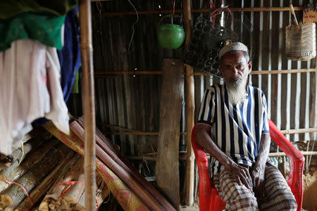 Hamid Hussain, a 71-year-old Rohingya refugee poses for photo after an interview with Reuters at Kutupalong camp, near Cox's Bazar, Bangladesh January 13, 2018. Picture taken January 13, 2018. REUTERS/Tyrone Siu