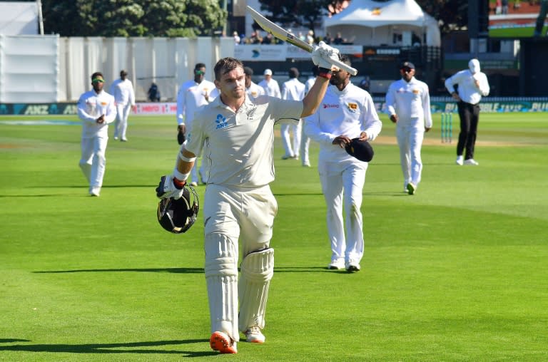 Standing ovation: Tom Latham walks back to the pavilion after his 264 not out