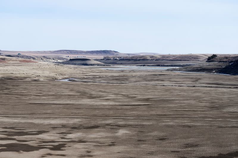 A view of Oldman River and Crowsnest River that flow into the Oldman Reservoir, near Pincher Creek