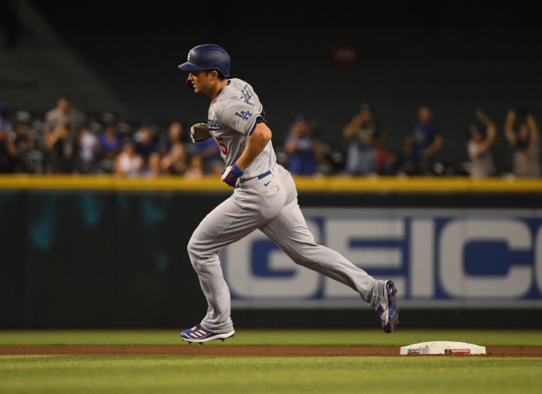 PHOENIX, ARIZONA - SEPTEMBER 26: Corey Seager #5 of the Los Angeles Dodgers.