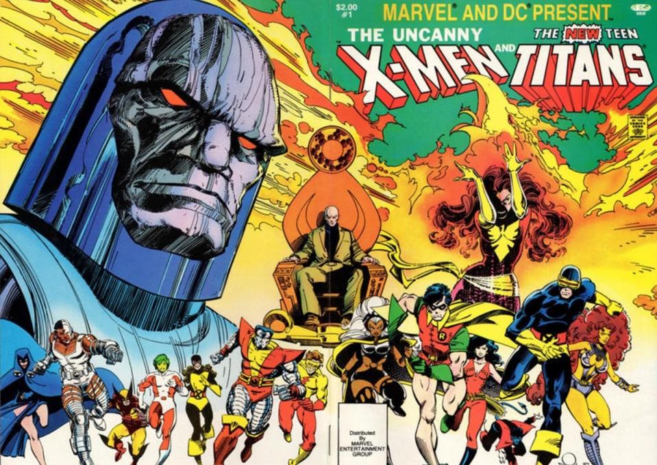 Cover art for 1982's Uncanny X-Men and the New Teen Titans by Walter Simonson.